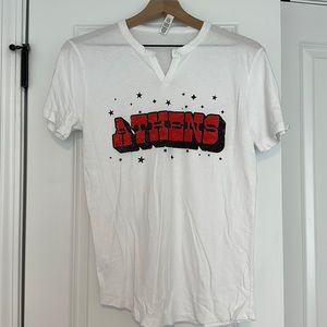 NWOT University of Georgia Red and Black Athens V neck Short Sleeve Tee Size S